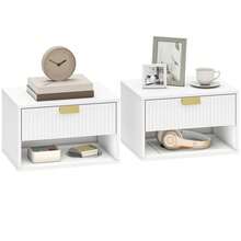 Modern Floating Wall Mounted Bedside Tables With Fluted Drawer For Bedroom And Living Room - White - View 12