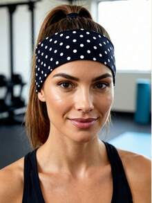 1/4 pièces Bandeau large et souple à pois classiques pour femmes, accessoire de cheveux style bohème vintage, bandeau pour le yoga et le port quotidien - Multicolore - Voir 1