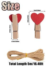 1-31pcs Heart-Shaped Small Clips - Cute Wooden Photo Clips, Creative Photo Wall Clips, Holiday Decoration Clips, Pink And Red Combination. Clip Style Photo Clips For Displaying Photos, Crafts, Art And Cocktails,Suitable For Creative Projects - Multicolor - View 11