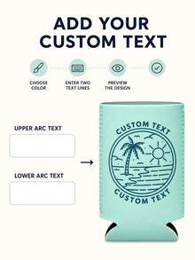 1pc Personalized Can Cooler, Custom Text Can Cooler Sleeve, Beach Party Drink Holder, Tropical Celebration Favor. - Multicolor - View 6
