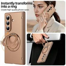 VIETAO Portable 360-Degree Rotating Invisible Phone Mount Wireless Charging Protective Mobile Phone Case Compatible With Samsung Galaxy Z Fold 8 Ultra 7 6 5 4 Tempered Glass Screen Protector Flip Phone Cover - Gold - View 7