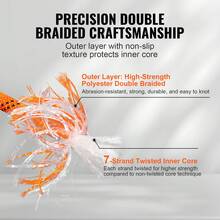 Dual Twisted Polyester Cord, 1/2 Inch By 120 Feet, 48-Strand, 8000 LBS Tensile Strength, Multi-Use Outdoor Rope For Arborist Activities, Hiking, Swinging, Rappelling, And Rescue, Orange - 1/2 Inch X 120 Feet - View 3