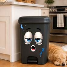 Funny Cartoon Big Mouth Face Trash Can Sticker, Waterproof Removable Vinyl Trash Can Decal, 2D Flat Pattern Outdoor Yard Porch Trash Can Decoration, DIY Peel And Stick Creative Home Garden Cabinet Decor - Face Trash Can Stickers - View 9
