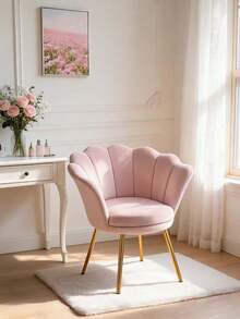 WAHSON OFFICE CHAIRS 1PC Wahson Velvet Armchair Armchair With Gold Legs, Comfortable Bedroom Armchair Relax Chair For Living Room/Bedroom - 淺粉色 - 查看 3