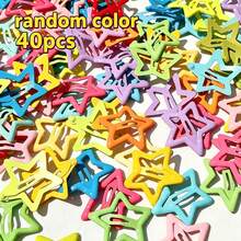 40pcs Dopamine Colorful Star Hair Clips, Y2K Style Mixed Color Star Hair Clips, Candy Color Five-Pointed Star BB Clips, Bangs Hair Accessories - Multicolor - View 8