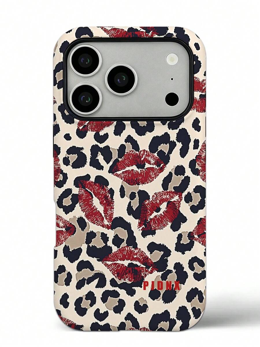 GIIPPA 1pc Leopard Print Red Lips Pattern Design, Phone 17 Pro Max Phone Case, Compatible With Phone 16 Pro Max, 15 Pro Max, 14 Pro Max, Korean Style High-End Fashion Fun Phone Case, Suitable For 11/12/13/14/15/16 Pro Max Plus, Elegant Design For Men And Women, Perfect Gift For Girlfriend On Christmas, Valentine's Day, Easter, Wedding Season And Birthday! - Multicolor 1 - View 1