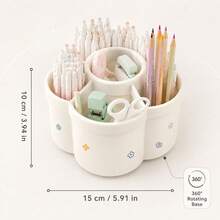 1pc 360° Rotating Pen Holder Storage Box, Cosmetic Organizer, Office Supplies Desktop Storage, Large Capacity Multi-Function Pen Holder, Lipstick Storage Box, Makeup Brush Holder, College Dorm Essentials, Vanity Accessories, Room Decor - Multicolor - View 4