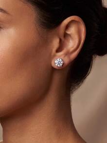 1 Pair 6-Prong Zirconia Earrings Elegant Romantic Women's Earrings High Quality Birthday Gift Anniversary Gift - Six-prong Earrings - View 6
