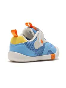 mini bala Baby Walking Shoes 2026 New, Mesh Splicing Cartoon Lion Decor Hook & Loop Soft Sole Breathable Toddler Shoes - Blue Tint - View 5