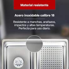 Fregadero Tarja Maxims de Acero Inoxidable Cepillado 75 x 46 cm Calibre 18, Instalación Submontada, Incluye Tabla Monomando y Accesorios Funcionales para Cocina - Plateado Satinado - Ver 3