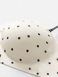 Polka Dot Seamless Strapless Push-Up Half Cup Bra For Small Chest, Multi-Way Wear Bandeau Style Sexy Bra For Flat Chest Women - White - View 6