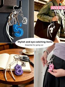 MIYIN 3D Printer Number Bag Charms(0-9),Cute Bubble Letter Pendant For Handbags With Key Ring & Heart Decoration,Unisex,Bag Charms Accessories For Backpack - Pink - View 6