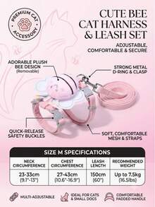 Cat Leash For Walking, Anti-Escape Outdoor Pet Dog And Kitten Harness, Cute H-Shaped Chest Strap - Multicolor - View 3