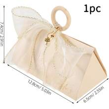 Party Box Packs,Wedding Favor Boxes Small Candy Container With Wooden Handle And Pearl Bow, Pearl White Bridal Shower Party Favor Packaging For Wedding Guests And Bridesmaids - Beige Box + Mesh + Pearl Brooch - View 10