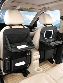 Organizer Penyimpanan Mobil dengan Meja Lipat, Tas Penyimpanan Multi-Saku Jala Dua Lapis, Tali yang Dapat Diatur dan Tempat Gelas, Menghemat Ruang dan Ideal untuk Bepergian Bersama Keluarga, Dudukan Tablet dan Buku Portabel, Aksesori Penyimpanan Mobil - MultiWarna - View 6