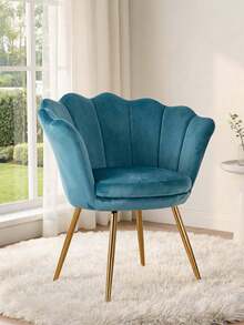 WAHSON OFFICE CHAIRS 1PC Wahson Velvet Armchair Armchair With Gold Legs, Comfortable Bedroom Armchair Relax Chair For Living Room/Bedroom - 藍色 - 查看 7