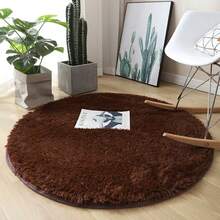 1pc Round Plush Soft Fluffy Carpet - Modern Minimalist Polyester Indoor Rug, Woven Carpet Suitable For Living Room, Bedroom, Game Room, Dorm, Sofa, Teen Room Decor, Study & Entertainment Area, Easy To Clean, Creates Cozy Ambiance - Coffee Brown - View 13