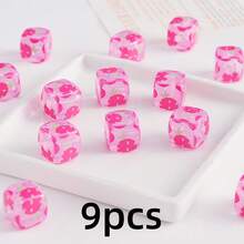 9pcs Fruit Pattern Acrylic Square Beads, DIY Handmade Beading Material - Bracelet Necklace Jewelry Making Accessories, Bag Pendant Decorative Beads - Multicolor - View 6