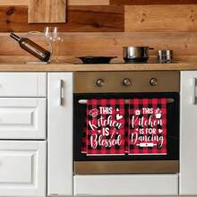 1pc Red Buffalo Plaid Kitchen Theme Hand Towel, - Durable Polyester Fabric, Suitable For Daily Use, Party, Home Decor, Theme Party And Gathering Decoration Towel - Multicolor - View 3