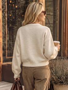 NiceArt Women's Autumn/Winter Vintage Embroidered Floral Knit Pullover Sweater, Suitable For Autumn Outfits, Social Events, Renaissance Style, Halloween - Apricot - View 3