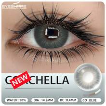 EYESHARE EYESJARE 1對新款彩色隱形眼鏡 棕色眼妝隱形眼鏡 高品質藍灰色綠色隱形眼鏡 適合婚禮情人節禮物 6個月拋棄式 14.2mm 適合日常約會與節日活動 - COACHELLA藍 - 查看 4