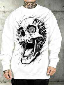 Men Plus Size Zip-Up Sweatshirts - White - View 1