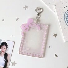 少女心愛心透明壓克力蝴蝶結卡套 偶像 3 吋追星小卡展示卡套 學生吊飾保護套卡套 - 彩色 - 查看 14