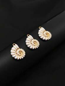 3/5/10pcs Stainless Steel 18K Gold Plated White Shell Oil Drop Necklace Pendant, Ocean Style Beach Vacation Multi-Shape Pendant, DIY Necklace Earring Jewelry Accessories - White - View 8