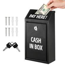 Wall Mount Donation Box With Lock, Pre-Drilled Metal Cash Collection For Outdoor Indoor Use, Waterproof Rustproof UV Resistant, Wall Hanging Or Tabletop Fixed, Money Collector Box For Office Store, 10.2x5.7x2.8in - Black - View 8