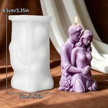 Embracing Couple Candle Silicone Mold 3D Romantic Design Floral Decoration Wedding Plaster Mold DIY Aromatherapy Wedding Decor Handmade Resin Candlelight Dinner Ornament Creative Figure Shape Souvenir Gift Confession Gift - A - View 7