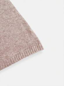 2026 Fall New Women's Round Neck Single-Breasted French Elegant Fashion Knit Poncho Sweater - Khaki - View 7