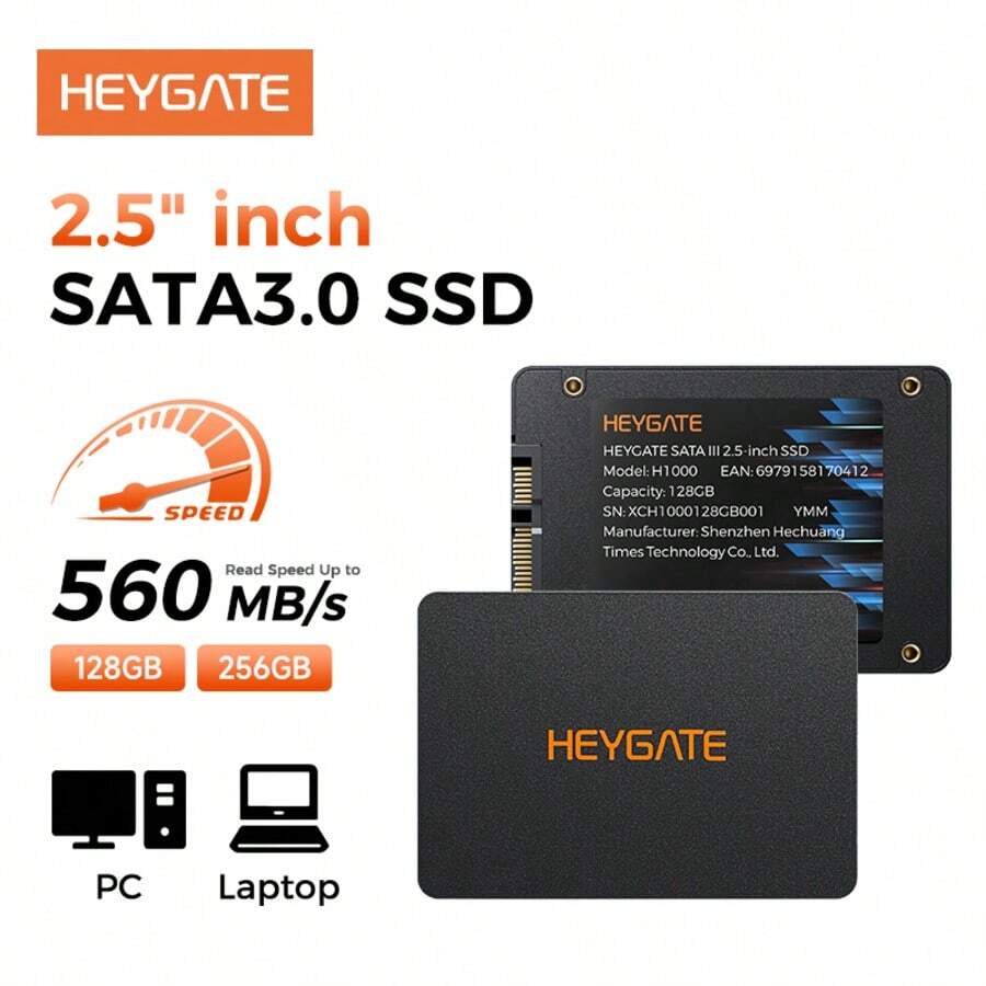 SSD HEYGATE 128GB/256GB SATA III H1000, Cocok untuk Desktop, Laptop, dan Lainnya, Mudah Dipasang, Kompatibilitas dan Ketahanan Tinggi | Latensi Rendah, Kinerja Tinggi - View 1