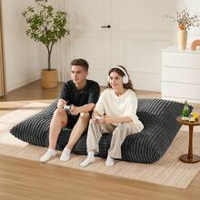 DDY-SHENHUI Oversized Convertible Bean Bag Chair – Your Cozy Spot For Relaxation & Family Time - 深灰色 - 查看 5