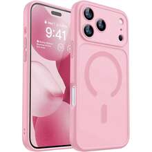 Magnetic Luxury Matte Semi-Transparent Shockproof Armor Phone Case, Compatible With IPhone 18 Pro Max 17 16 15 14 13 12 Mini 11 Plus, With Camera Lens Protection Cover - Pink - View 6