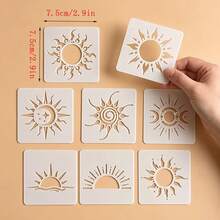 8pcs Reusable Moon Phase Stencil Set, Multi-Purpose Painting For Walls, Mats, Floors, Fabrics, Clothing, Furniture And Canvas - Sets - View 3