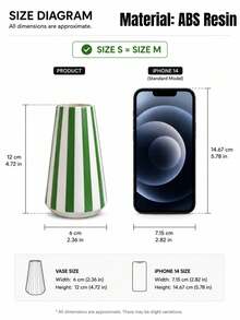 1pc Hand-Painted Modern Minimalist Green & White Vase, Creative Design, Perfect Choice As Bohemian Style Home Decor, Indoor Decoration, Flower Vase - Multicolor - View 2