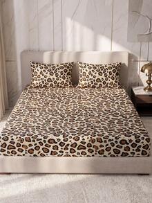 1pc Leopard Print Fitted Sheet, Bedding, Mattress Protector, Bed Cover, Room Decor, Dust-Proof & Non-Slip, Skin-Friendly & Breathable, Ultra Soft & Lightweight, Suitable For Twin/Full/Queen/King Bed, All Season, Machine Washable, Pillowcase & Duvet Cover Not Included, Deep Pocket - Multicolor - View 6