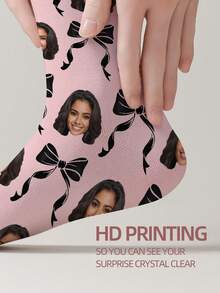 1 Pair Customizable Men's Mid-Calf Socks With Personalized Face Pattern, Can Print Any Face On Socks, Personalized Photo Socks, Fun Customized Image Mid-Calf Socks, Suitable For Valentine's Day, Birthday, Gift-Giving, Daily Holidays And Other Occasions, Personalized Customization - Multicolor - View 3