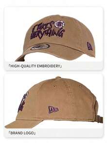 New Era Letter Slogan Soft Top Dad Hat, Street Style Khaki Embroidered Baseball Cap, Unisex Outdoor Hat - Camel - View 4