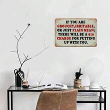 Vintage Metal Sign 8x12 Inches "If You're Grumpy Or Mean, Bring $10." Suitable For Home, Bar Or Garden Decor, Wall Mounted, No Power Required - Multicolor - View 5