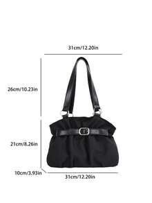1pc Korean Style Polka Dot Highly Attractive Niche Shoulder Bag With Exquisite Buckle Design Tote Bag - Black - View 6