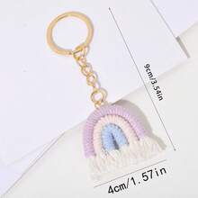 10pcs Keychain, Cute Soft Girl Style Handmade Woven Pendant, Summer Vacation Gift, Macaron Color Bohemian Rainbow Fashion Bag Charm, Suitable For Keys, Backpacks And Handbags - Mauve Purple - View 6