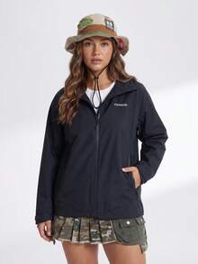 CAMEL CROWN Women's Single-Layer Hard Shell Outdoor Jacket, Comfortable, Water-Resistant And Lightweight Hiking Climbing Jacket - Phantom Black - View 1