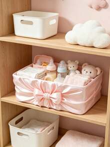 Bowknot Decor Storage Box Drawer Organizer Basket Cute Desktop Storage Bucket Suitable For Baby Clothes, Socks, Hair Accessories, Nursery Storage Organizer Box - Multicolor - View 11