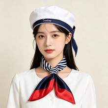 1 Women's Hat, Vintage Sailor Hat, Unisex Navy Cap, Cute Hat With Ribbon, Bow Beret, Letter Embroidery, Perfect For Parties And Halloween Cosplay. - Sailor Hat - View 3