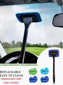 Durable Long Handle Car Windshield Cleaner, Easily Protect And Polish Glass, Includes 4 Replacement Cloths - Rub - View 8