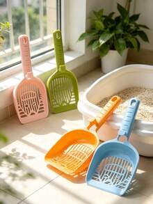 2/1pc Cat Litter Scoop, Long‑Handle Hollow‑Out Plastic Cat Poop Shovel, Large‑Hole Sifting Kitty Litter Cleaner, Non‑Slip Handle Pet Waste Scooper, Cat Sand Cleaning Tool For Indoor Cats Cat Accessories Cats Stuff Poop Scoop Christmas - Multicolor - View 6