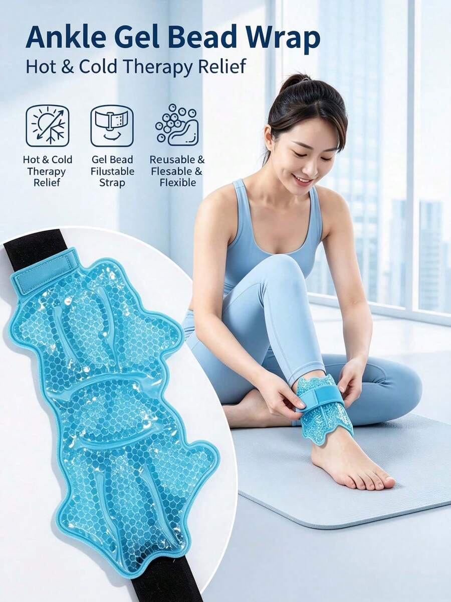 腳踝足部冷敷冰袋,可重複使用凝膠珠熱敷冷敷治療墊,雙用途足跟護理墊,運動後恢復止痛冷敷包 - 多色 - 查看 1