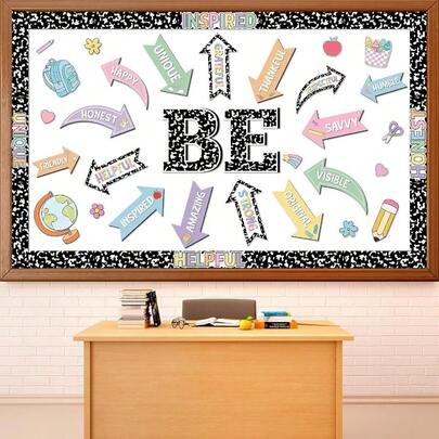 Affirmation Station Bulletin Board Set Back To School Be Classroom Decor Positive Saying Accent Poster Set Composition Notebook Inspirational Cutout Back To School Office Chalkboard Decor