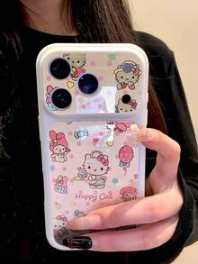 SANRIO 時尚清新波點粉色可愛 Melody 兔子 KT 2合1手機殼，全包覆波點圖案手機殼，高品質高評價，適用於 Apple 17 16 15 14 13 12 11 Pro Max 16 15 14 Plus，極簡創意防摔背蓋 - 彩色 - 查看 4